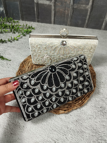 کیف مجلسی انگشتری نگینی طرح گل