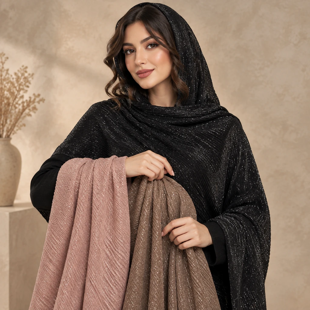 شال پلیسه ریز زریدار دخترانه