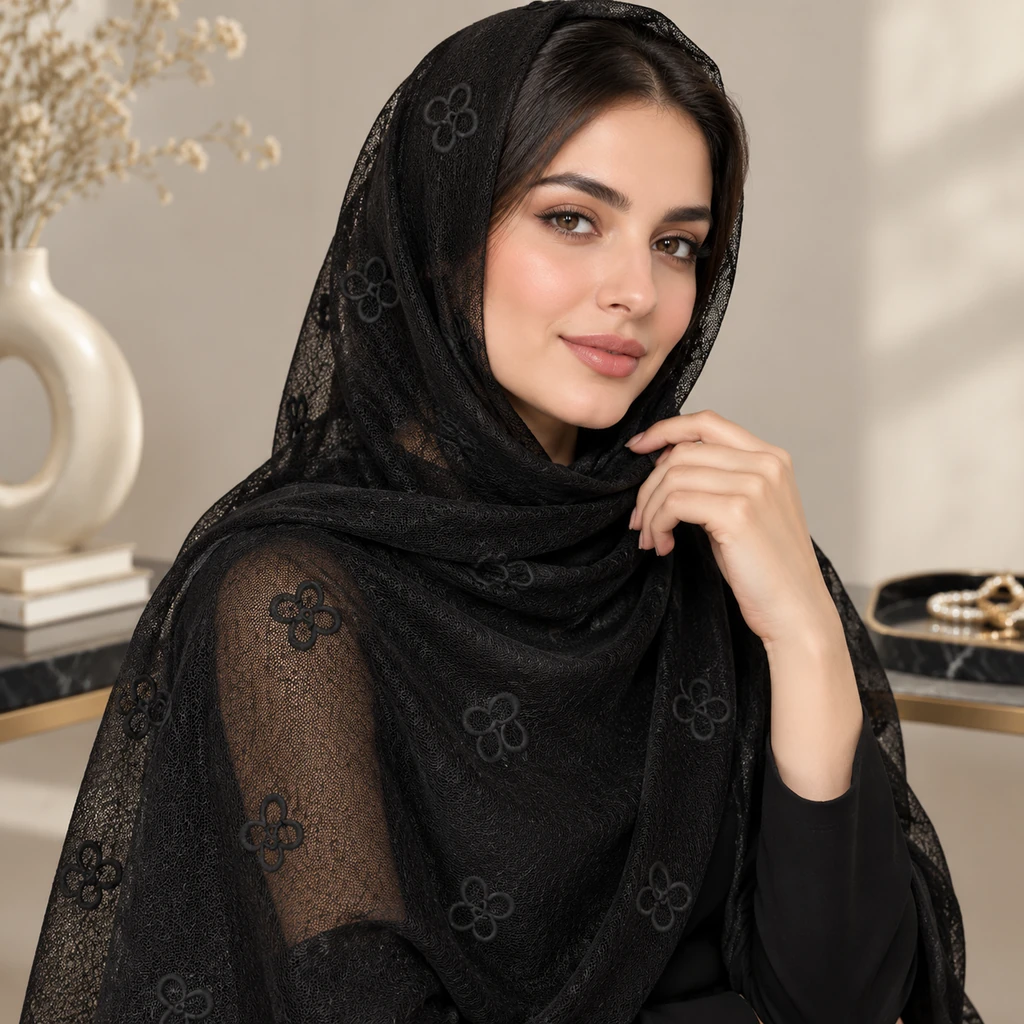 شال توری دخترانه طرح برجسته