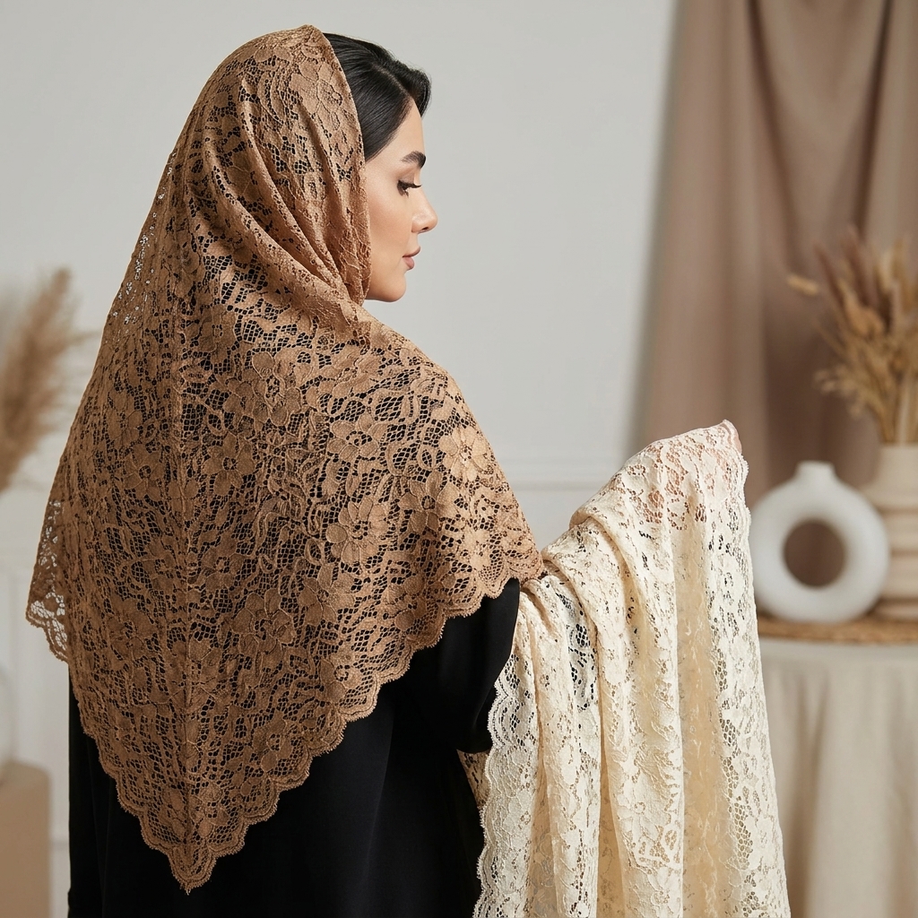 روسری سه گوش تمام گیپور فرشته